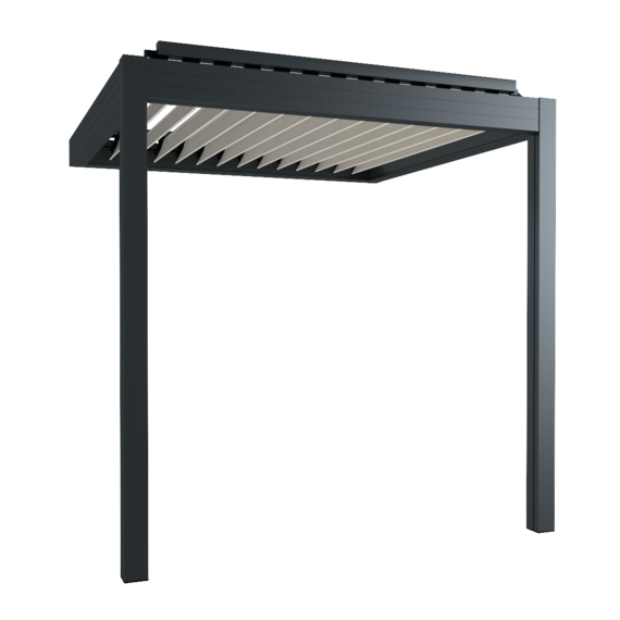 Pergola bioclimatique avec système d'écoulement